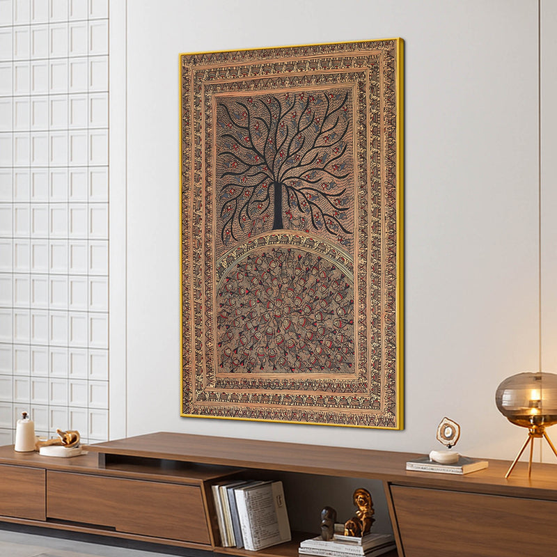 Handcrafted Style Madhubani Canvas Painting for Home Decor