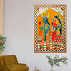 Handcrafted Style Madhubani Canvas Wall Painting for Home Decoration