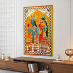 Handcrafted Style Madhubani Canvas Wall Painting for Home Decoration