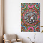 Handcrafted Style Madhubani Elephant Canvas Painting