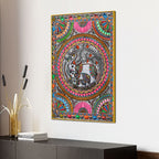 Handcrafted Style Madhubani Elephant Canvas Painting