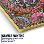 Handcrafted Style Madhubani Elephant Canvas Painting