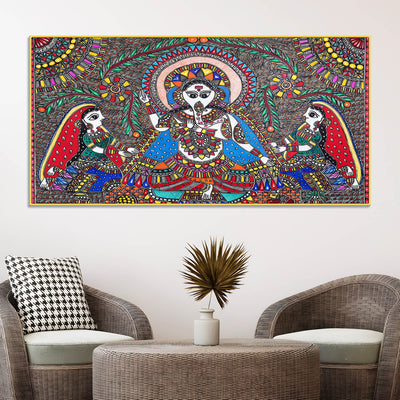 handcrafted-style-madhubani-ganpati-canvas-wall-painting