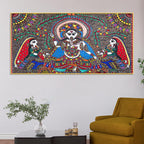 Handcrafted Style Madhubani Ganpati Canvas Wall Painting