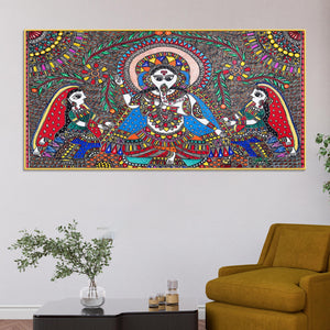 Handcrafted Style Madhubani Ganpati Canvas Wall Painting