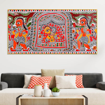 handcrafted-style-madhubani-indian-art-canvas-painting