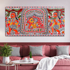 Handcrafted Style Madhubani Indian Art Canvas Painting
