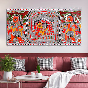 Handcrafted Style Madhubani Indian Art Canvas Painting
