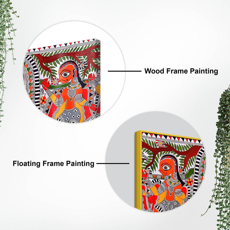 Handcrafted Style Madhubani Indian Art Canvas Painting