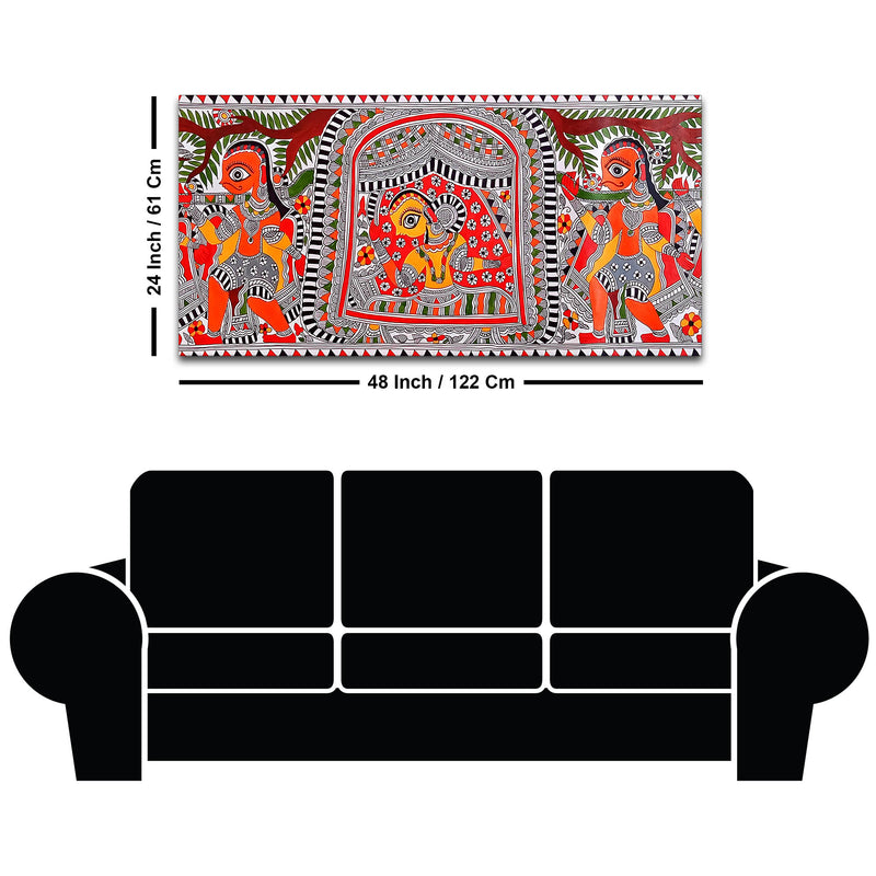 Handcrafted Style Madhubani Indian Art Canvas Painting