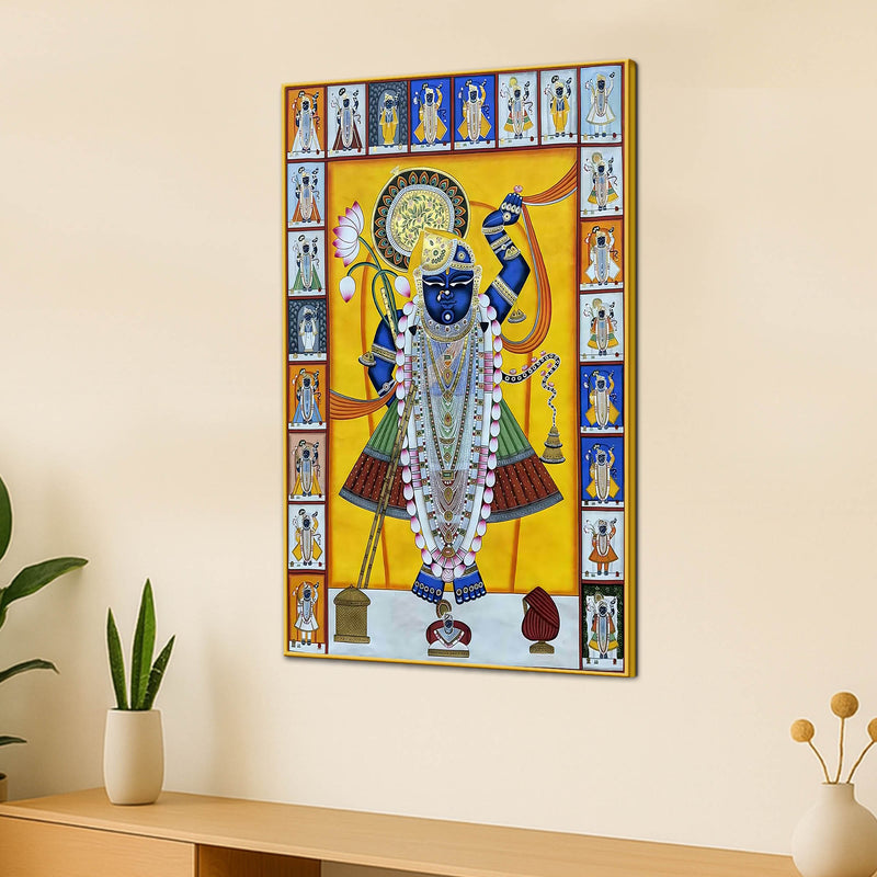 Handmade Style Shrinathji Devotional Pichwai Canvas Wall Painting
