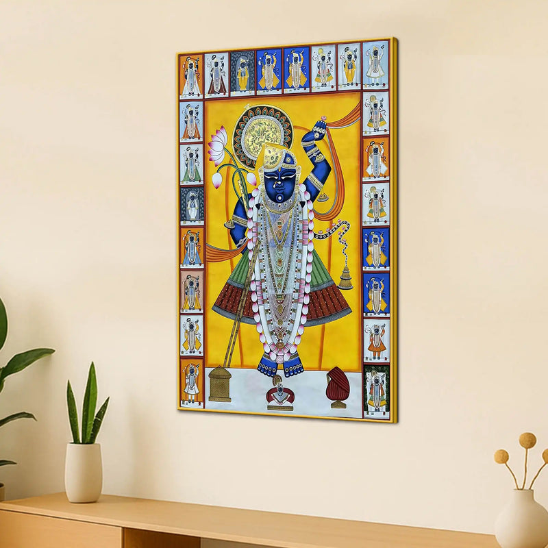Handmade Style Shrinathji Devotional Pichwai Canvas Wall Painting