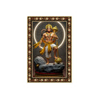Hanuman Destroyer of illusions Floral Border Vertical Wall Painting