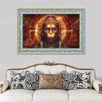 Hanuman Symbol of Strength Floral Border Canvas Wall Painting
