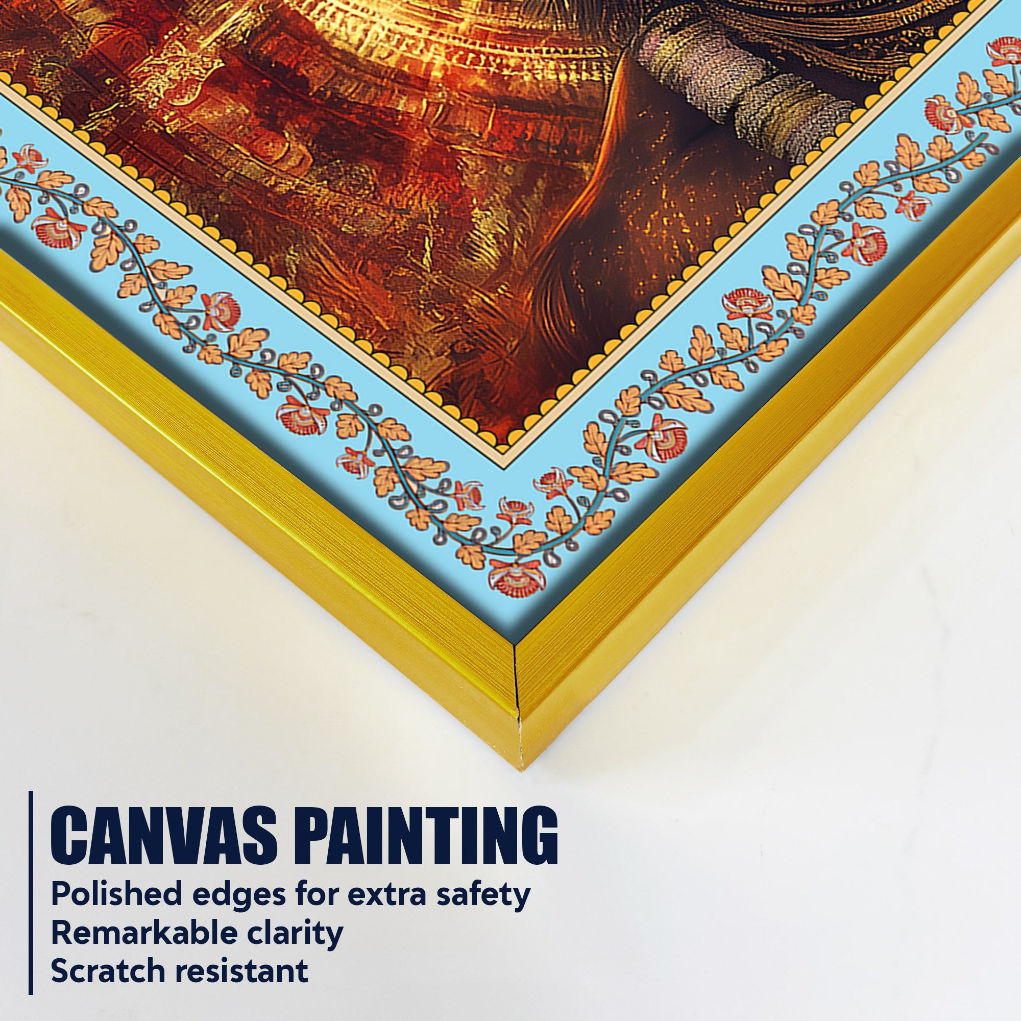 Hanuman Symbol of Strength Floral Border Canvas Wall Painting