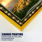 Hanuman with Sanjivani Hill Floral Border Vertical Wall Painting
