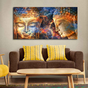 Golden Head of Lord Buddha Canvas Wall Painting