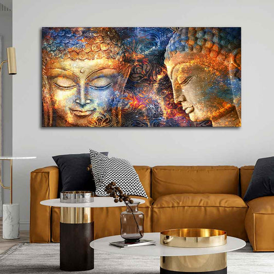 Golden Head of Lord Buddha Canvas Wall Painting