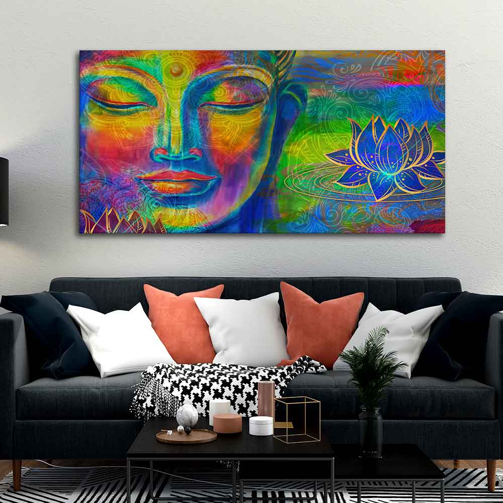 Head of Lord Buddha Colorful Wall Painting