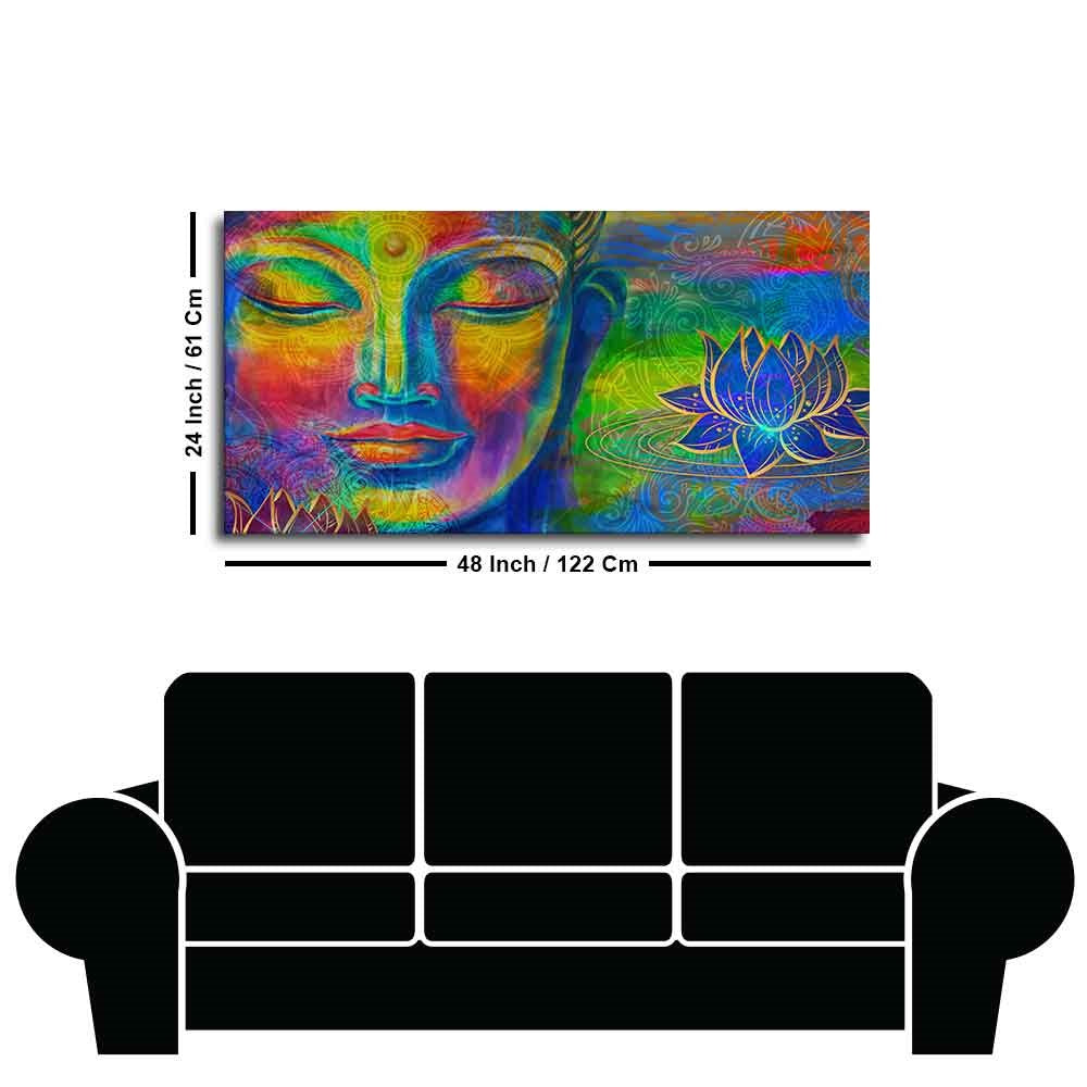 Head of Lord Buddha Colorful Wall Painting