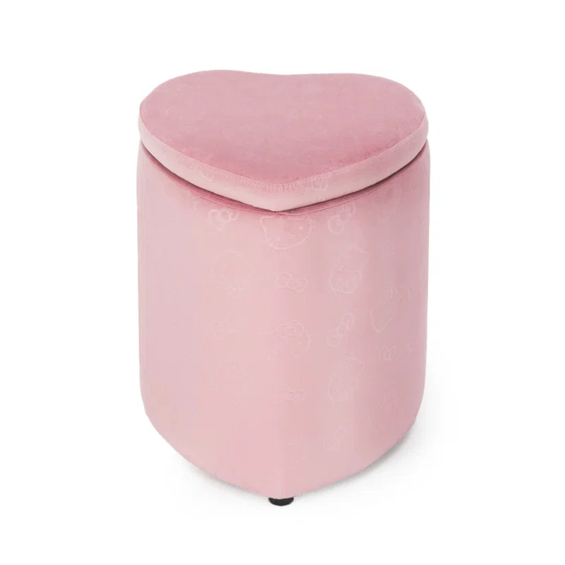 Heart Shaped Storage Velvet Fabric Padded Makeup Stool