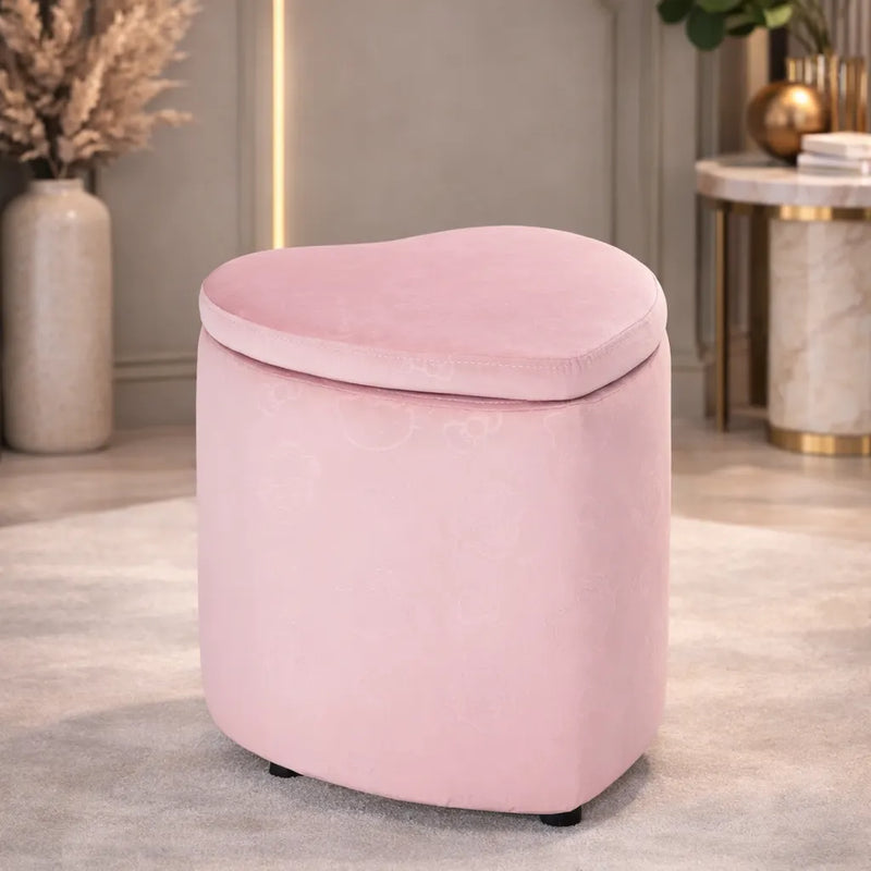 heart-shaped-storage-velvet-fabric-padded-makeup-stool