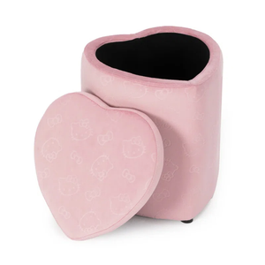 Heart Shaped Storage Velvet Fabric Padded Makeup Stool