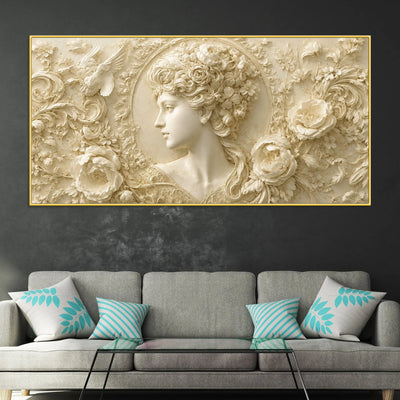 Heavenly Blossom Lady Floral Relief 3D Canvas Wall Painting