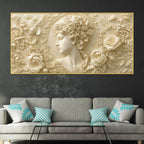 Heavenly Blossom Lady Floral Relief 3D Effect Canvas Wall Painting
