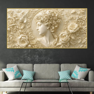 Heavenly Blossom Lady Floral Relief 3D Effect Canvas Wall Painting