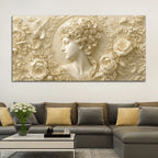 Heavenly Blossom Lady Floral Relief 3D Effect Canvas Wall Painting