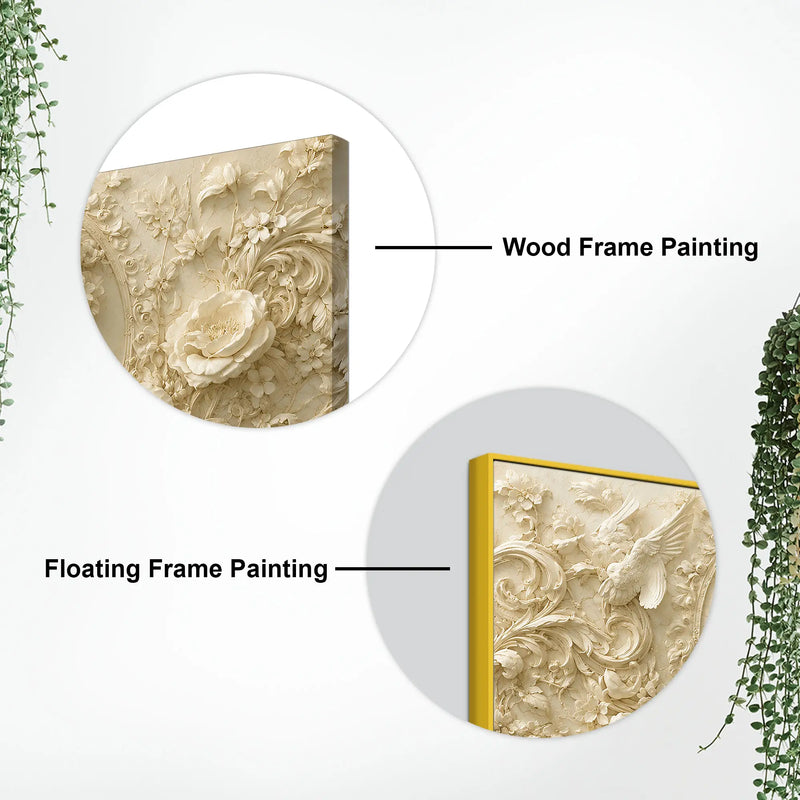 Heavenly Blossom Lady Floral Relief 3D Effect Canvas Wall Painting