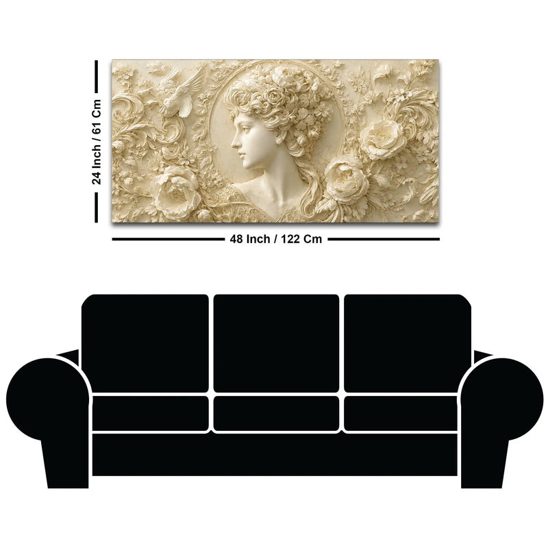 Heavenly Blossom Lady Floral Relief 3D Effect Canvas Wall Painting