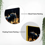 Herd of Elephants Running Through The Water Canvas Wall Painting