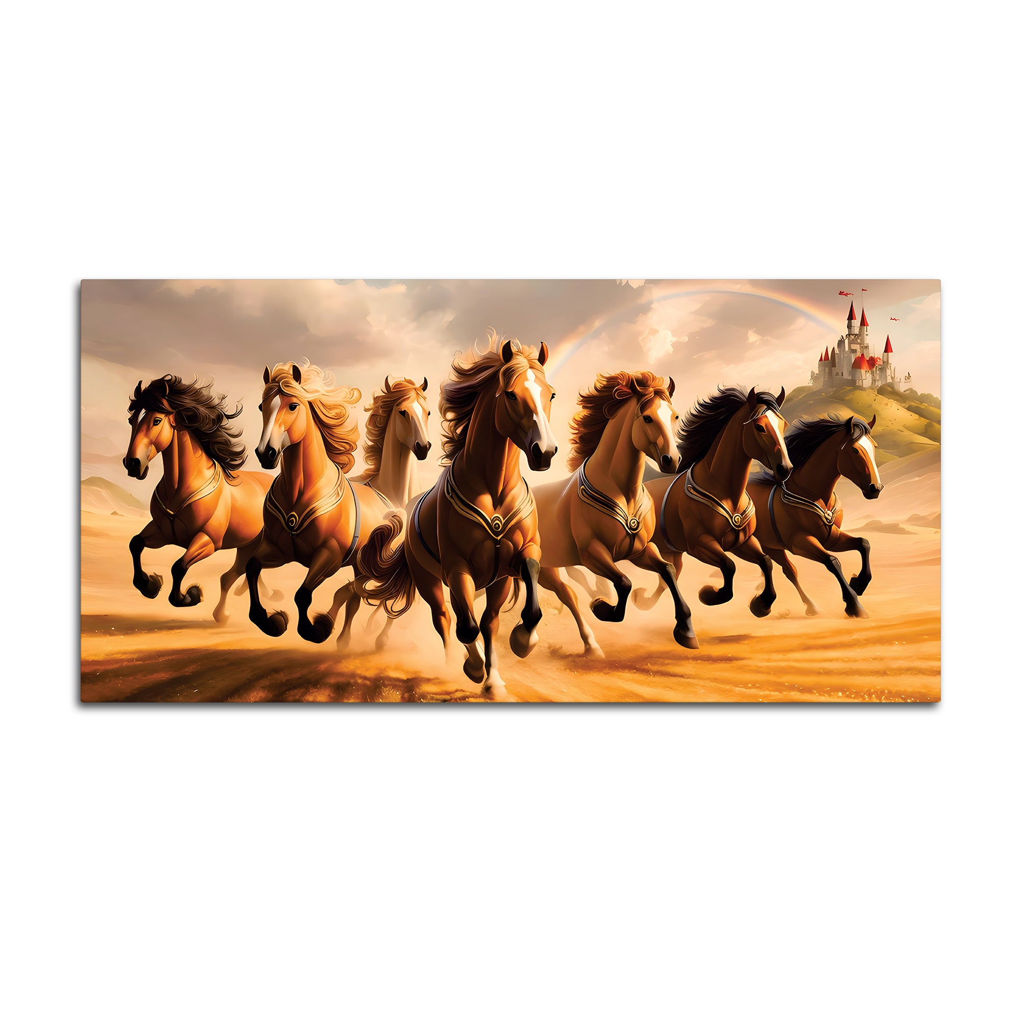 Herd of Seven Horses Running Premium Wall Painting