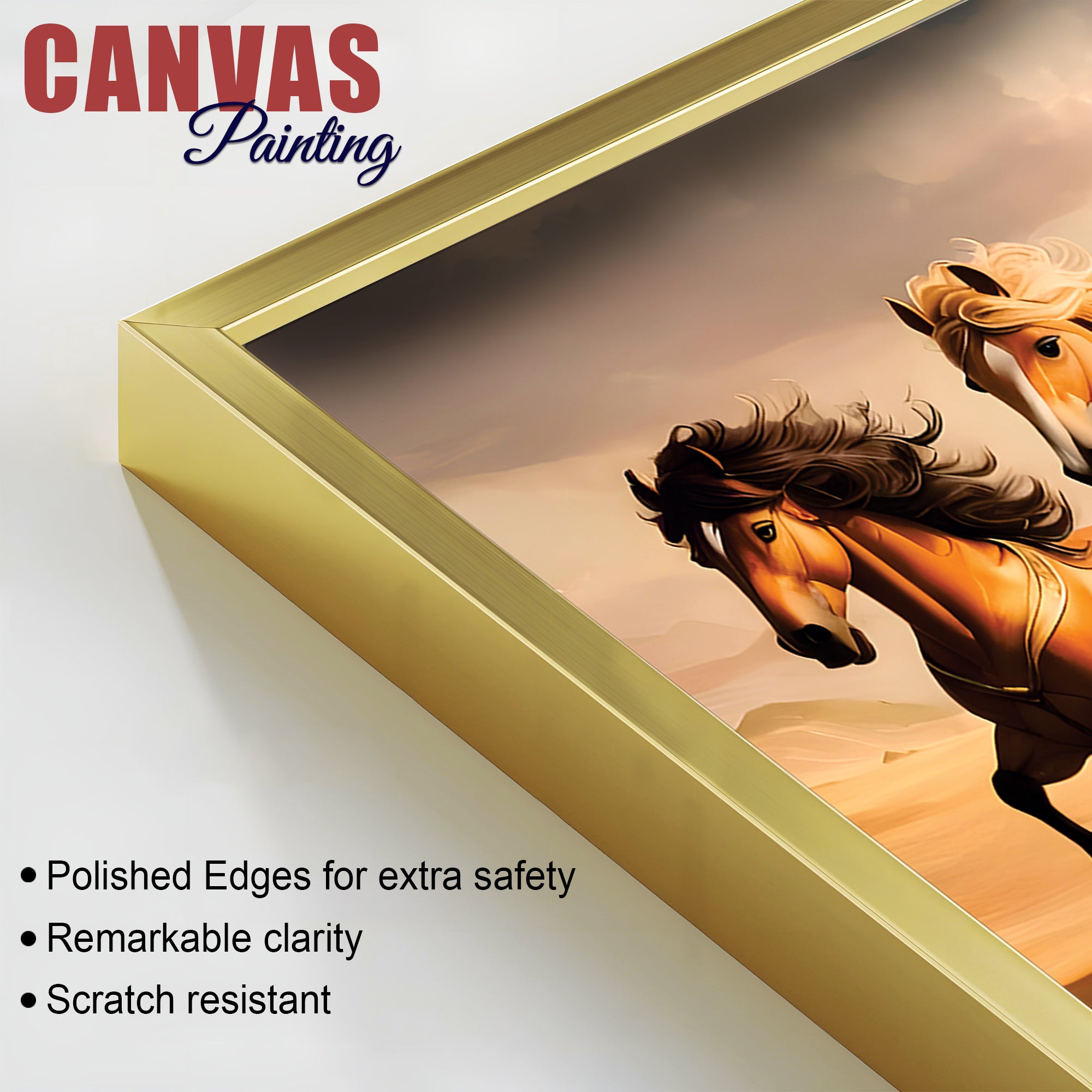 Herd of Seven Horses Running Premium Wall Painting
