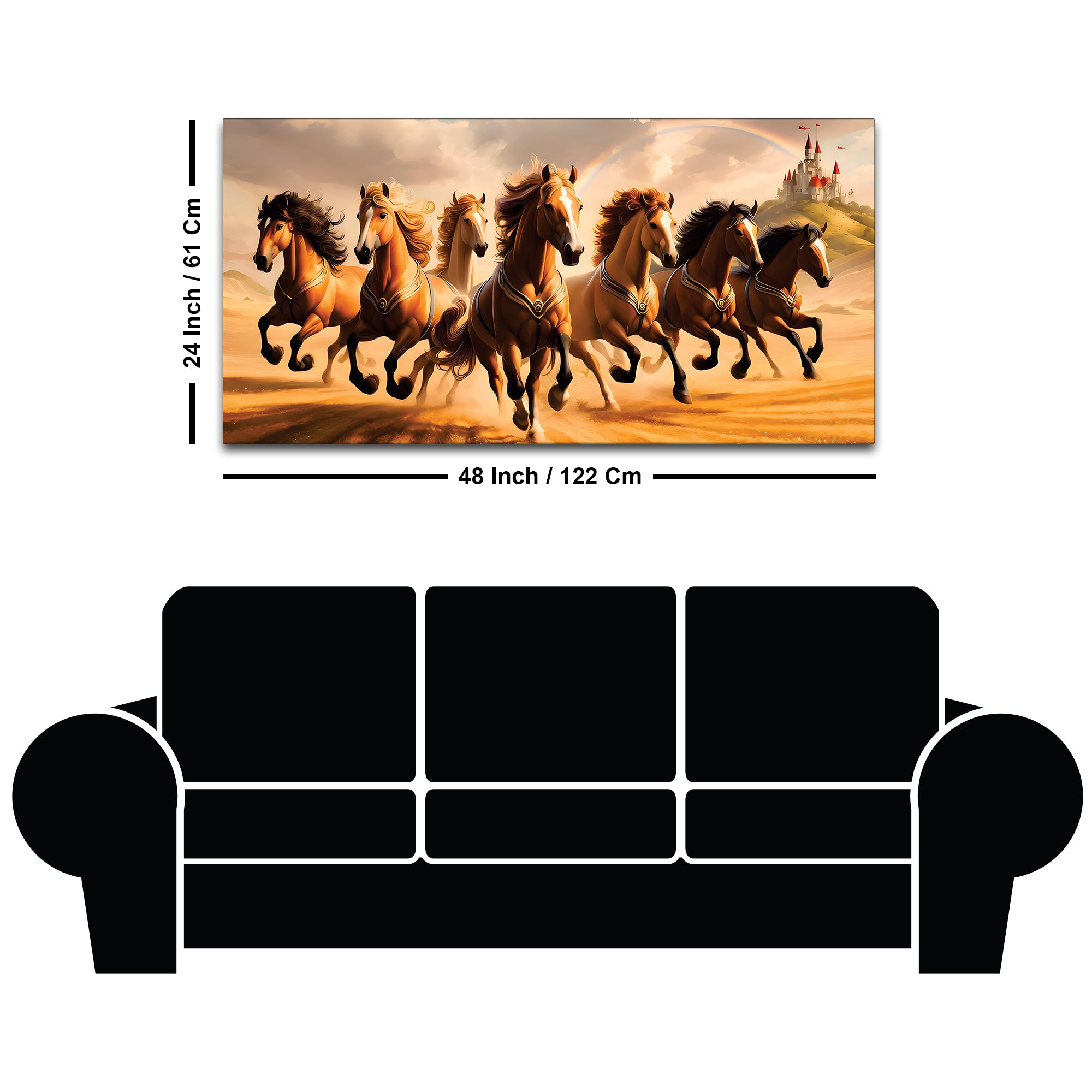 Herd of Seven Horses Running Premium Wall Painting