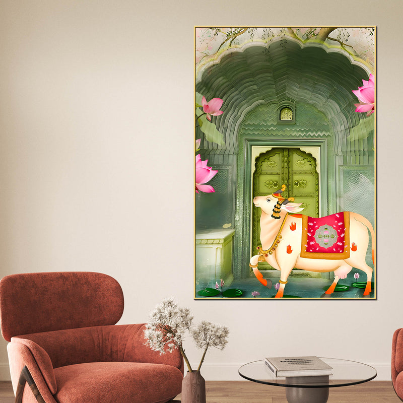 heritage-cow-lotus-indian-sacred-animal-canvas-wall-painting