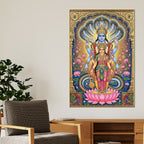 Hindu Devotional Lakshmi Vishnu Canvas Painting for Religious Decor