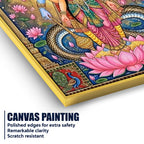 Hindu Devotional Lakshmi Vishnu Canvas Painting for Religious Decor