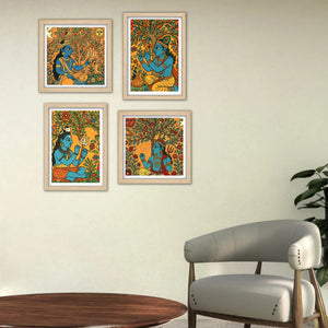 Hindu Devotional Wall Art Frame Set of 4