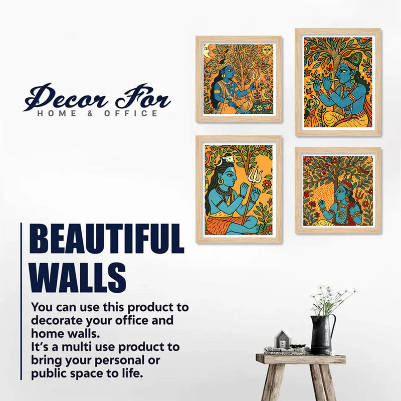 Hindu Devotional Wall Art Frame Set of 4