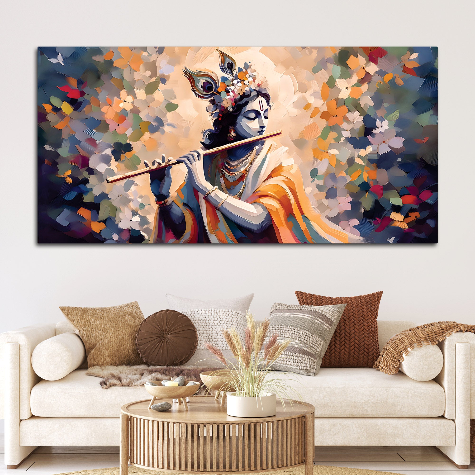 Hindu God Krishna Artistic Painting for Wall Decoration