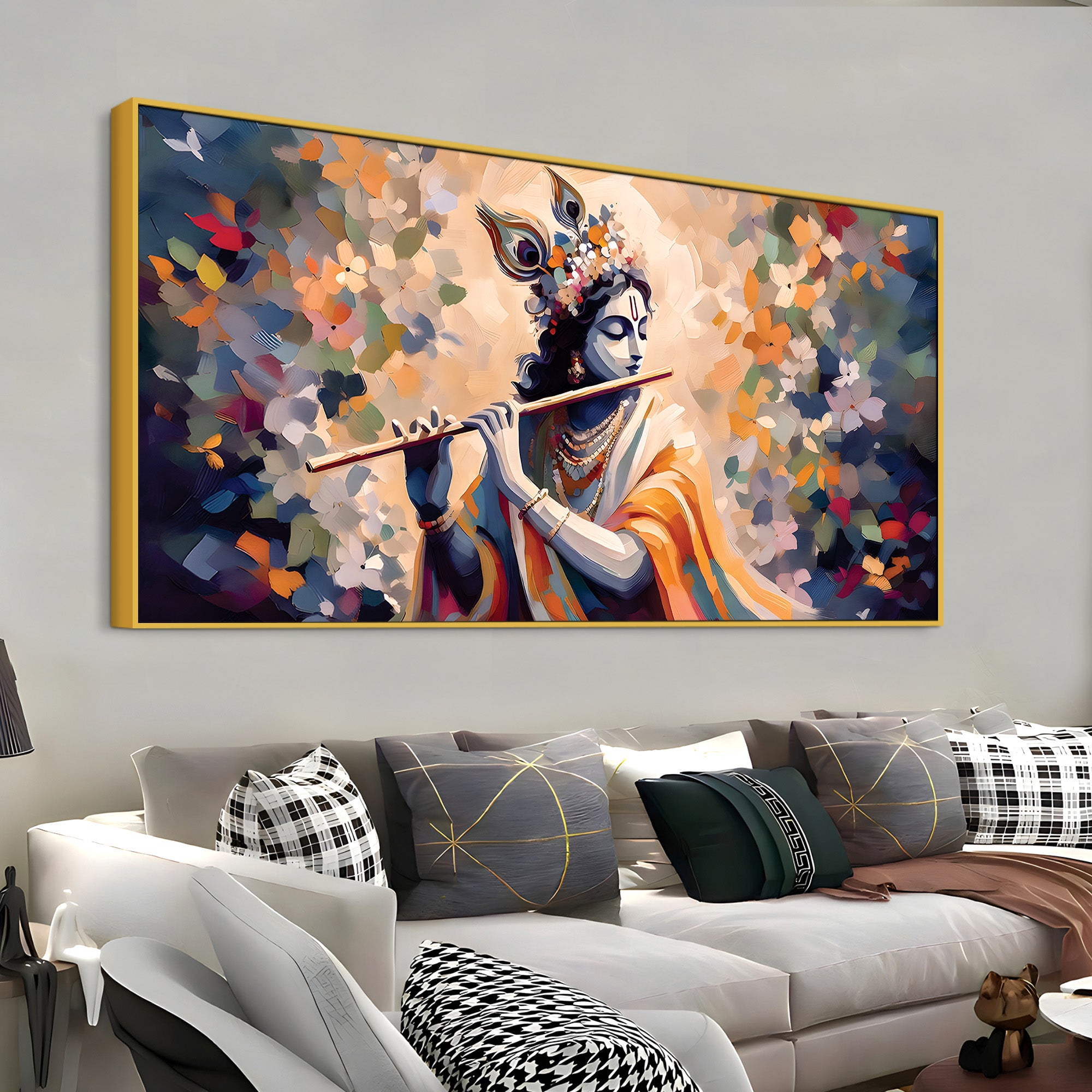 Hindu God Krishna Artistic Painting for Wall Decoration