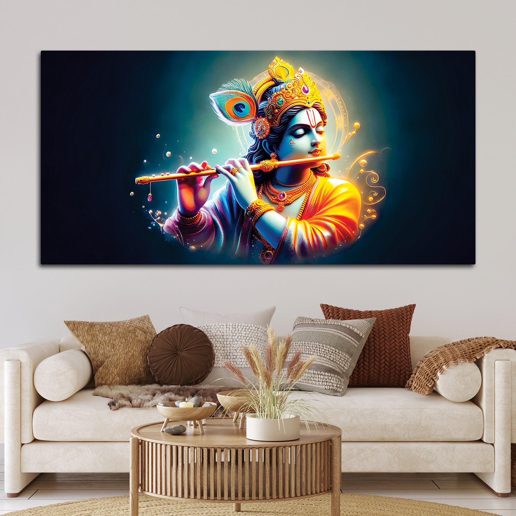 Hindu God Lord Krishna Painting for Wall Decoration