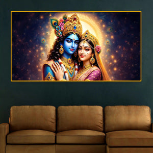 Hindu God Radha Krishna Crystal Glass Painting for Home Décor