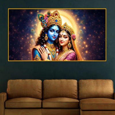 Hindu God Radha Krishna Crystal Glass Painting for Home Décor
