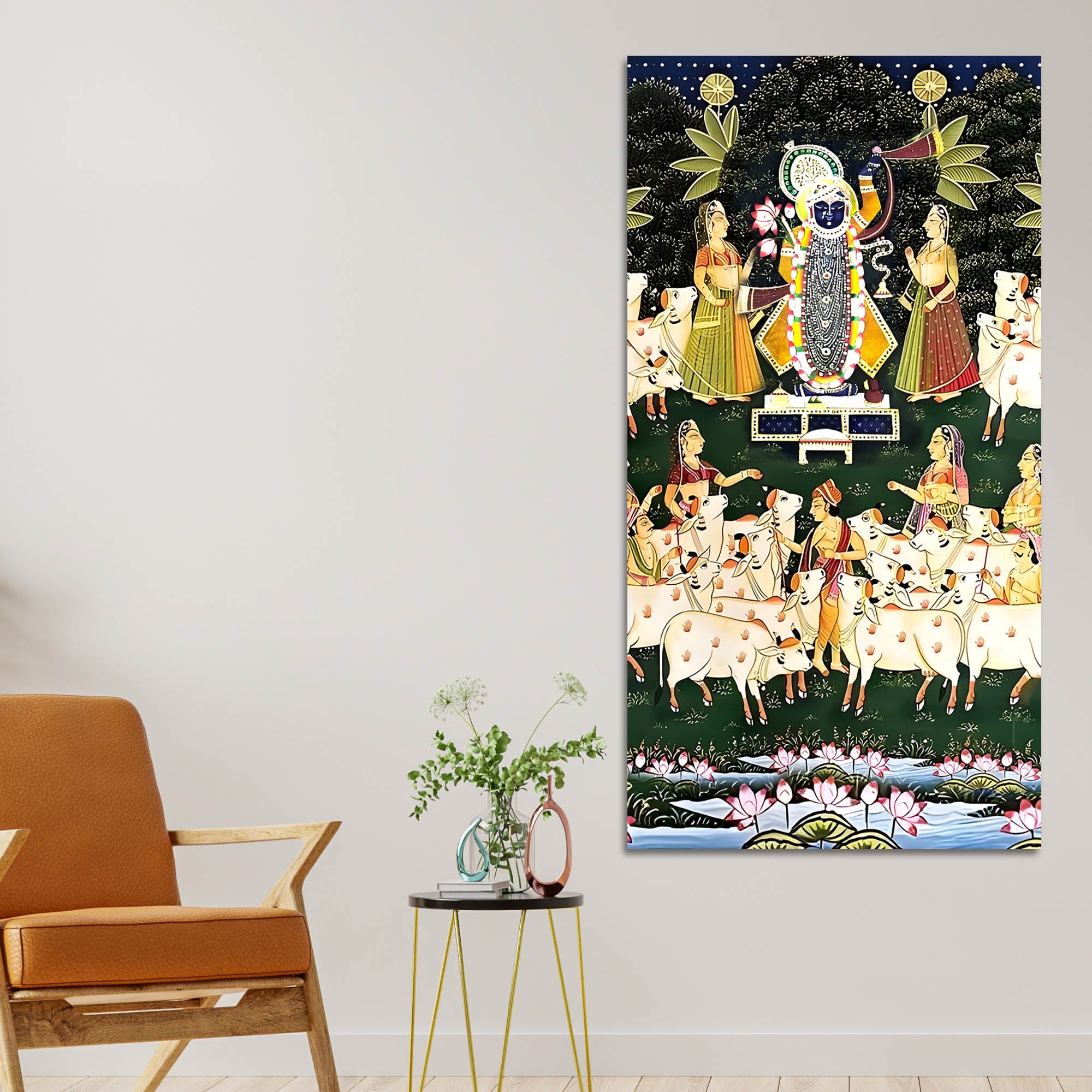 Hindu God Shreenathji Canvas Wall Painting | Classic Pichwai Art