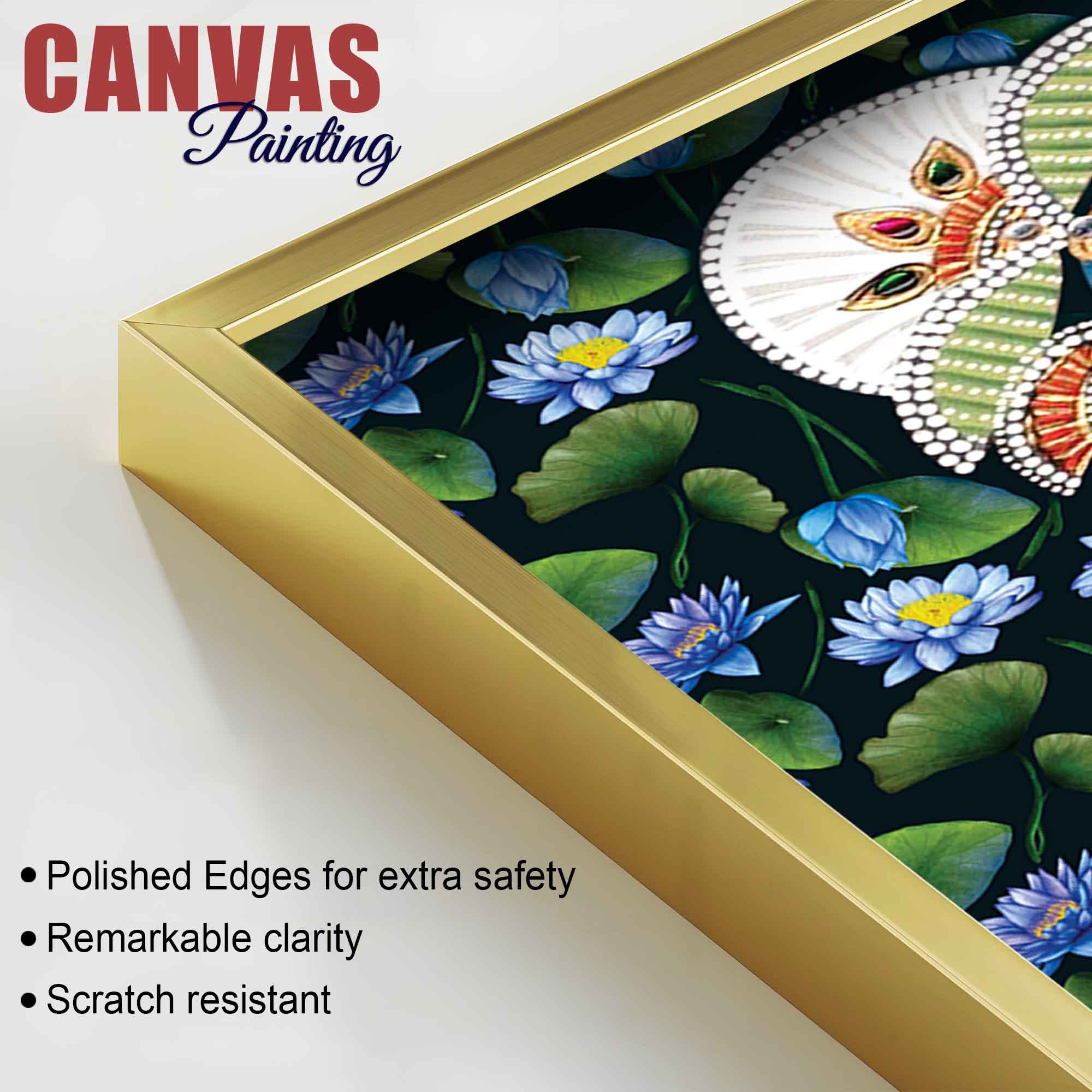 Hindu God Shrinath JI Canvas Painting | Pichwai Floral Wall Décor