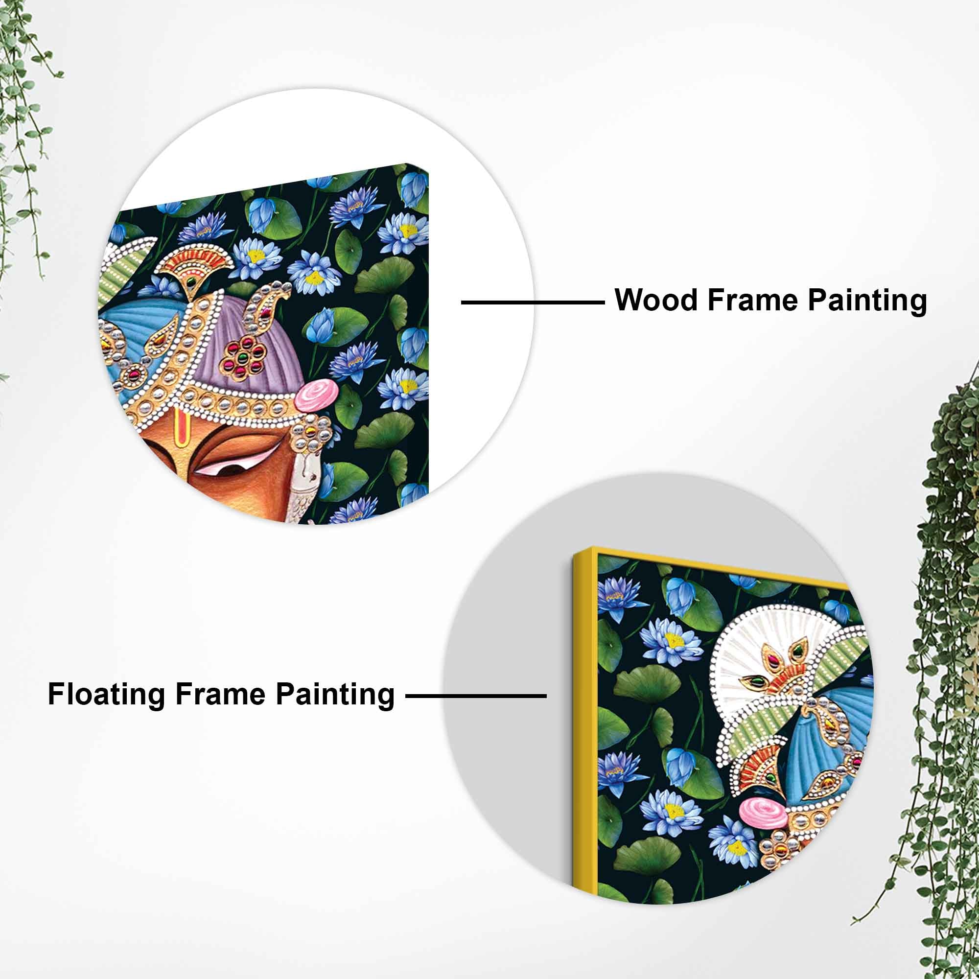 Hindu God Shrinath JI Canvas Painting | Pichwai Floral Wall Décor